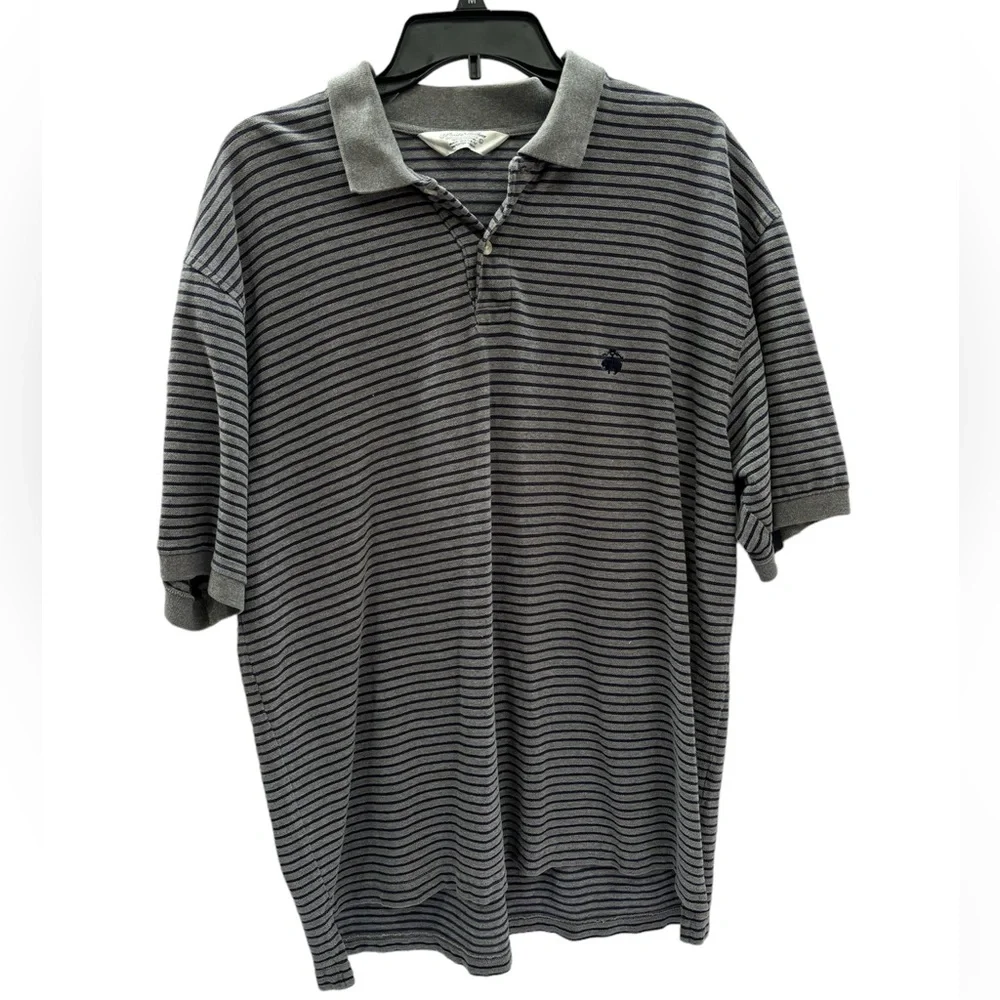 Brooks Brothers Men’s Golden Fleece Gray/Blue Striped Polo Large